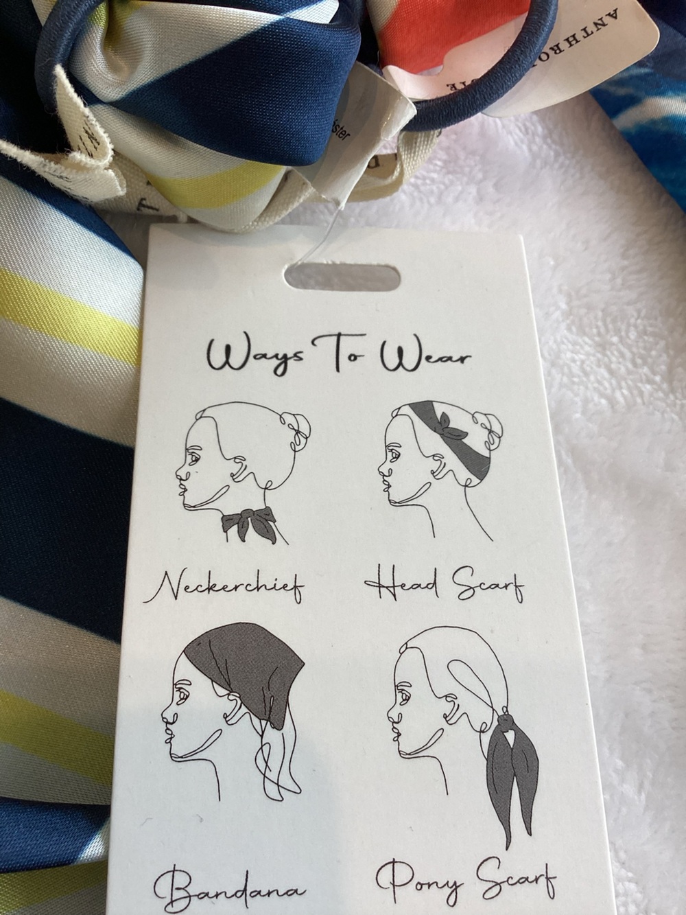 ⛵️Anthropologie Silky Scarves Head Hair Bag Scarf Set of 2 New Sailboat Nautical - Picture 7 of 10